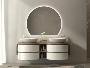 FREEDOM FC08 - Double wooden vanity unit with mirror _ LEGNOBAGNO