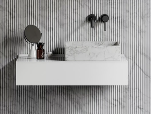 CUBE - Countertop square Carrara marble washbasin _ LUSSO