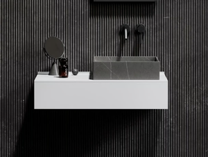 CUBE - Countertop square Pietra Grey marble washbasin _ LUSSO