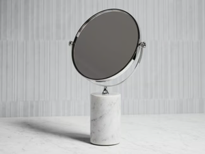 ELERA - Double-sided round Carrara marble mirror _ LUSSO