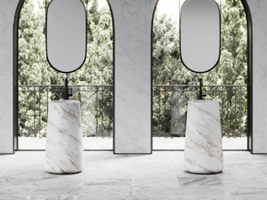 ROSSI - Freestanding round single marble washbasin _ LUSSO