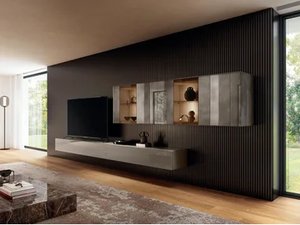 N.OW. - 2160 - Wall-mounted glass TV wall system _ Lago