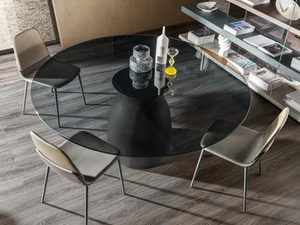 JANEIRO GREY SMOKED GLASS - Round glass table _ Lago