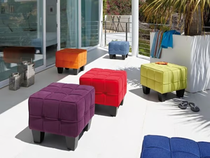 CUBE - Upholstered tufted fabric stool _ Lambert