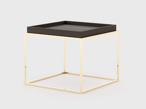 AURA - Square stainless steel and wood coffee table _ Laskasas