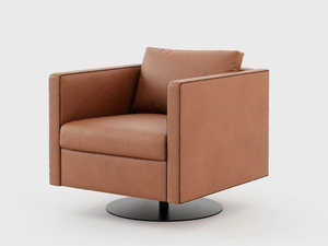 MARLOW - Swivel leather armchair with armrests _ Laskasas