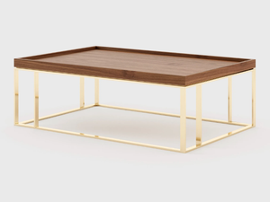 RAW - Rectangular stainless steel and wood coffee table _ Laskasas