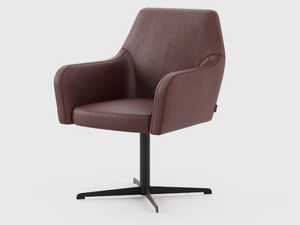 ROBSON - Swivel leather chair with armrests _ Laskasas