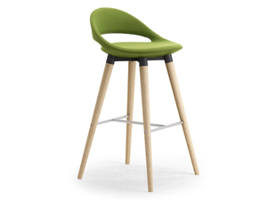 SAMBA - High wooden and fabric stool with back _ Leyform