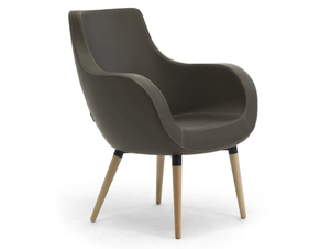 VICTORIA - Leather easy chair with armrests _ Leyform