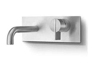 INSERT 034 - Wall-mounted stainless steel washbasin mixer with plate _ Linki