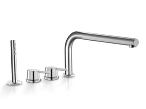 STYLO 240 - Deck mounted stainless steel bathtub tap with hand shower _ Linki