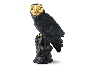 OWL (BLACK-GOLD) - Porcelain decorative object _ Lladró