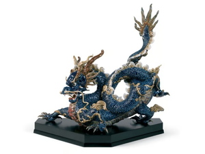 GREAT DRAGON BLUE ENAMEL - Porcelain decorative object _ Lladró