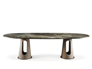 MAVERICK - Marble and leather table _ Longhi