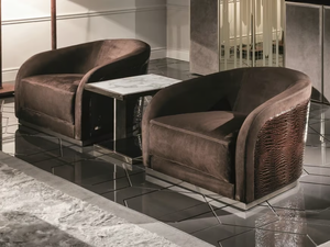 PEARL - Leather armchair with armrests _ Longhi