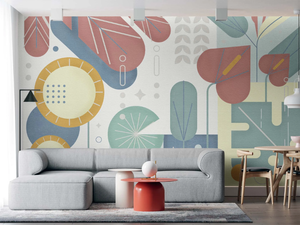 GEOFLO - Geometric wallpaper with floral pattern _ MILLE997