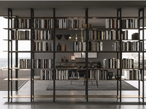 UNLIMITED - Open floor-ceiling mounted bookcase _ MODULNOVA