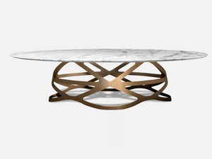 CROWN - Oval Calacatta marble and metal dining table _ MORADA