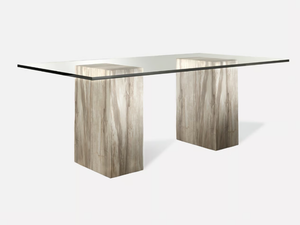 PETRA PILLAR - Rectangular wood and glass dining table _ MORADA