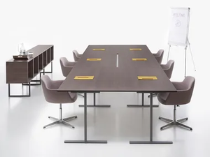 T-LEG - Rectangular meeting table with cable management _ Manerba