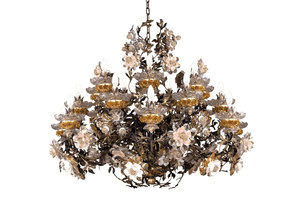 L299 - Wrought iron and porcelain chandelier _ Mechini