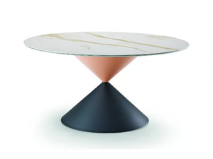 CLESSIDRA - Round glass ceramic table _ Midj