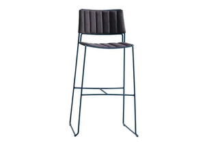 SLIM - High upholstered fabric stool with back _ Midj