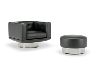 SALLY - Swivel leather armchair with armrests _ Minotti