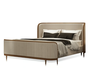 MANHATTAN - Leather double bed with upholstered headboard _ Mobi