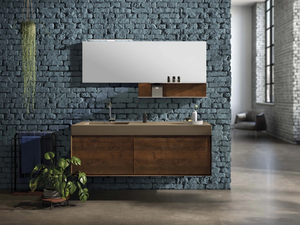 LU.46 - Wall-mounted oak vanity unit _ Mobiltesino