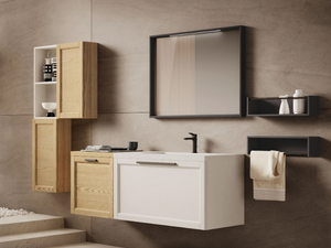 R16 - Wall-mounted ash vanity unit with drawers _ Mobiltesino