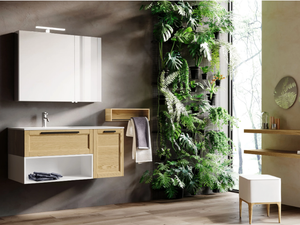 R18 - Wall-mounted ash vanity unit with mirror _ Mobiltesino