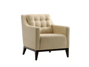 HAMPTON - Tufted fabric armchair with armrests _ Morgan