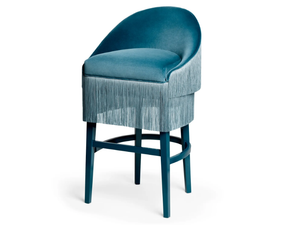 FRINGES - Upholstered velvet stool with footrest _ Munna