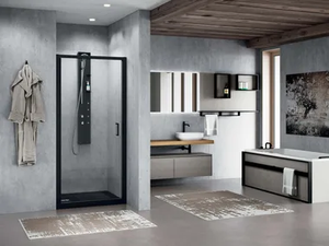 ZEPHYROS 2.0 G - Niche glass and aluminium shower cabin with hinged door _ NOVELLINI