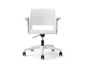 CLIO WHITE PLASTIC 03 - Swivel plastic chair with 5-spoke base with armrests _ Nahu