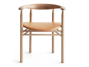 LINEA RMT6 - Ash chair with armrests and seat covered in leather _ Nikari