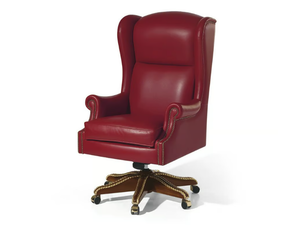 MG1039 - Recliner swivel leather armchair with castors _ OAK