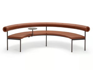 FONT 1365 - Curved leather sofa with integrated magazine rack _ Offecct