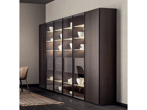 SPAZIOTECA - Sectional wood and glass bookcase with drawers _ PIANCA