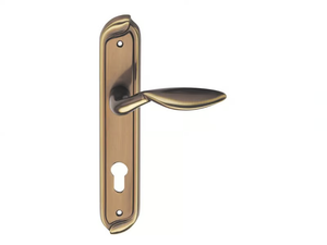 HORUS CLASSIQUE - Brass door handle on back plate with lock _ Pasini