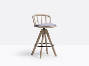 NYM 2848/A - Swivel high ash stool with back _ Pedrali