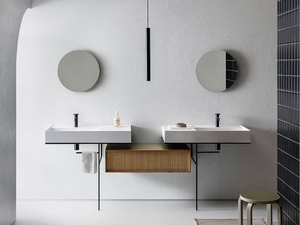 ELEMENT 109 - Rectangular wall-mounted composite material washbasin with drawers _ Pirovano