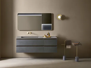 MIDI 105 - Single wall-mounted vanity unit with integrated washbasin _ Pirovano