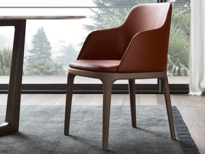 GRACE - Leather chair with armrests _ Poliform