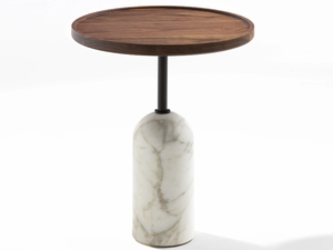 EKERO - Carrara marble coffee table and canaletta walnut top _ Porada