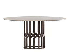 INTRECCIO 950/TC-FIX - Round ash table with marble top _ Potocco