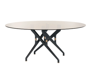 TORSO 837/T4 - Round wood and glass dining table _ Potocco