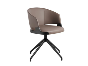 VELIS 942/PAG - Swivel trestle-based leather easy chair with armrests _ Potocco